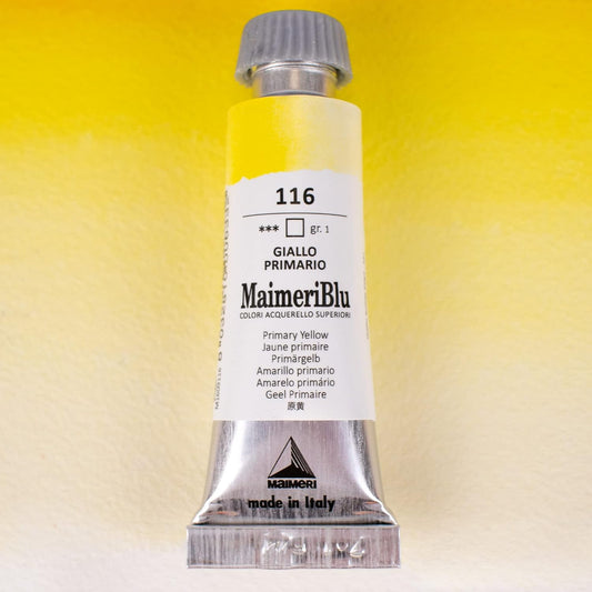MaimeriBlu 12ml Single-Pigment Watercolor Paint - Primary Yellow PY97 Professional Watercolor Paint - Lightfast and Transparent Watercolor Paint Tube for Artists