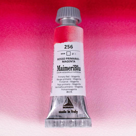 MaimeriBlu 12ml Single-Pigment Watercolor Paint - Primary Red - Magenta PV19 Professional Watercolor Paint - Lightfast and Transparent Watercolor Paint Tube for Artists