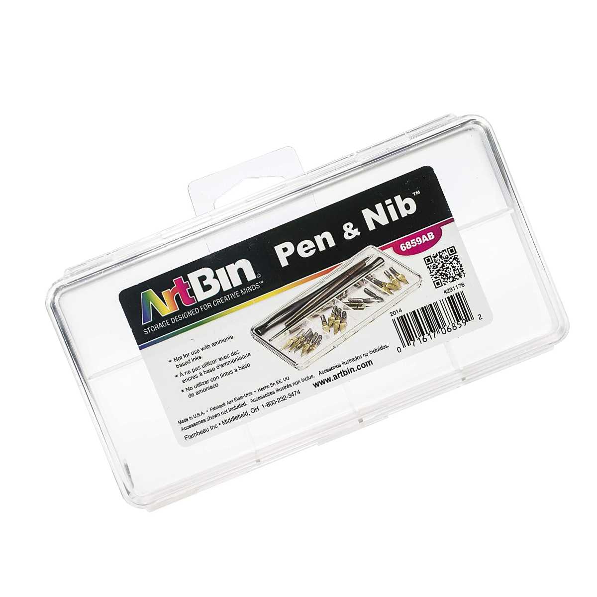 ArtBin 6859AB Pen and Nib Box, Art & Calligraphy Organizer, [1] Plastic Storage Box, Clear