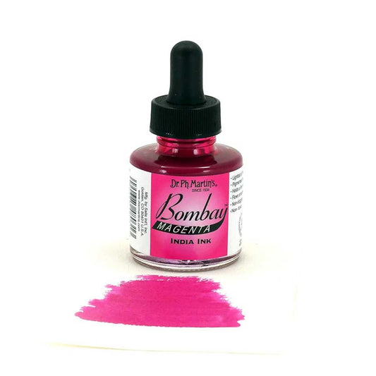 Dr. Ph. Martin's Bombay India Ink (3BY) Ink Bottle, 1.0 oz, Magenta, 1 Bottle