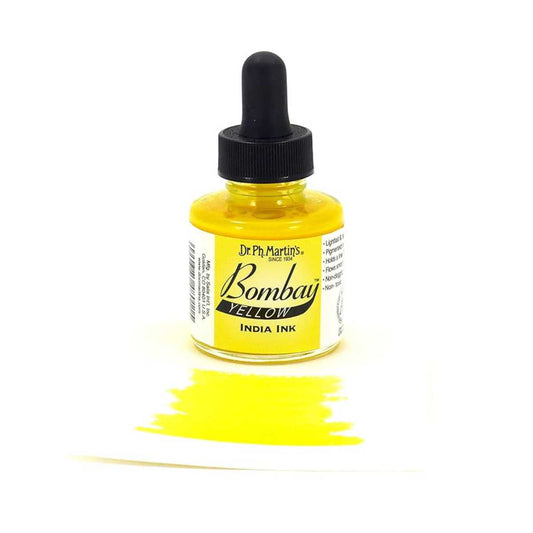 Dr. Ph. Martin's Bombay India Ink (1BY) Ink Bottle, 1.0 oz, Yellow, 1 Bottle